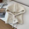 Coreia do Sul Balaclava Chapéu Cachecol Peça Única Feminino Outono e Inverno Quente Proteção de Orelha Capuz de Pescoço Chapéu de Lã Tricotado