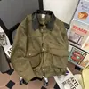 Chaqueta de Trabajo Estilo Granja con Solapa Patchwork y Bolsillo Grande para Hombre, Nueva Tendencia de Primavera Color-Blocking Holgada de Gamuza