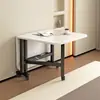 Mesa de comedor plegable para el hogar, mesa rectangular de cocina simple y moderna con ruedas, adecuada para apartamentos pequeños y viviendas de alquiler