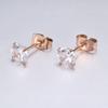 Pendientes de botón de acero inoxidable con pincho de origen transfronterizo, pendientes de circonita AAA, pendientes de cristal, pendientes de botón de circonita de cuatro garras