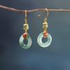 Pendientes retro de estilo chino al por mayor, moda s925, plata chapada en oro, azul quemado, pendientes de jade para mujer, estilo antiguo