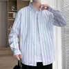 Camisa Masculina de Manga Longa Novo Estilo Coreano Slim Fit Tendência Bonita Versátil Business Casual High-End Camisa Listrada