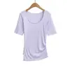 Nueva Camiseta Corta Ajustada Elástica de Color Sólido con Cuello Redondo, Estilo Chica Caliente, Primavera/Verano 2025
