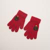 Guantes de lana rosas y rojos con logo de conejo de cinco dedos para niños, lindos, súper lindos, para niños y niñas, de cinco dedos, cálidos, finos, para manos