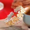 Pulsera de Plata para Hombre Plata 999.9 Plata Esterlina Oro Flor de Durazno Pulsera Sólida Abierta Moda Lujo Ligero Todo Combinable