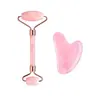 Rolo de Cristal Rosa Massagem Facial Conjunto de Jade Beleza Dupla Face Levantamento Pontos de Acupuntura dos Olhos Levantamento Raspador em Forma de Coração Atacado