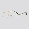 Gafas sin Marco de Alambre Dorado Bicolor con Patrón de Dragón, Montura de Titanio Puro, Modelo para Hombres de Negocios Estilo Chino, Ultraligeras, Se Pueden Personalizar con Graduación