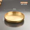Prato de Aço Inoxidável Estilo Coreano para Petiscos e Bife, Prato Plano Dourado para Sobremesas de Churrasco, Prato Criativo Ocidental Comercial com Alça para Uso Doméstico