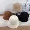Sombrero de Punto Estilo Coreano con Lazo para Mujer Ala Ancha Hace que la Cara Parezca Más Pequeña Sombrero de Pescador Tejido Cálido y Moderno para Otoño e Invierno Sombrero de Cubo Versátil