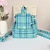 Mochila Leve Xadrez Estilo Coreano Ins, Bolsa Tote Versátil Simples para Mulheres, Mochila Estudantil de Alto Valor e Grande Capacidade