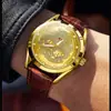 Liquidación de Reloj para Hombre con Correa de Cuero con Forma de Dragón, Reloj de Cuarzo, Reloj Impermeable, Reloj de Negocios a la Moda, Reloj Commander, Dragón Dorado
