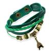 Pulseira de Couro Genuíno Punk Nova Tecida Vintage Pingente de Torre Pulseira de Couro de Vaca Joia para Estudante Pulseira de Couro Genuíno Feminina Europeia e Americana