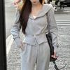 Celebridad de Internet Pantalones de Pierna Ancha Juguetones y Vivos Conjunto de Dos Piezas Otoño Temprano Ropa Estilo Leche Sudadera Traje Deportivo Casual Mujer