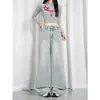 Jeans Anchos de Color Claro Sencillos de Alta Gama para Mujer que Te Hacen Ver Más Alta y Delgada, Largo Regular y Extendido, Soporta Dropshipping
