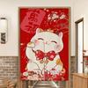 Cortina de Porta de Cozinha Gato da Sorte Algodão Linho Divisória Cortina Decorativa Loja Comercial Cortina de Pendurar Sem Perfuração Cortina de Meia Porta