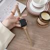Pulseira Elegante com Fivela em Ouro Rosa Adequada para Iwatch9 Pulseira Apple Watch Pulseira de Couro e Metal