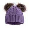 Gorro de Punto Trenzado Simple de Moda para Otoño e Invierno de Adulto, Lindo Doble Pompón, Cálido a Prueba de Viento para Exteriores, Gorro de Lana