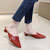Zapatos de Mujer 2024 Primavera Nuevo Estilo Pantuflas Cerradas de Punta para Mujer Sandalias de Tacón Grueso de Moda para Exterior Venta al por Mayor