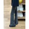 Pantalones de Microcuerno Rizados Sentido del Diseño Nicho Negro Gris Corte Ajustado Adelgazantes Rectos Estilo Vibe Americano Jeans