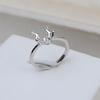 Accesorios de joyería hechos a mano DIY S925 Anillo de princesa simple de alce de asta abierta de plata 5-6 con soporte vacío de perla 2731