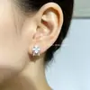 2026 Nuevo Modelo Exquisitos y Compactos Pendientes de Botón de Flor Super Brillantes Incrustados con Circonita, Pendientes de Moda para el Trabajo, Accesorios Versátiles y Elegantes para las Orejas