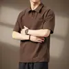 Camisa Polo bordada de manga curta, peso pesado 300g, para homens, novo estilo de verão, algodão puro, estilo americano, marca da moda, casual e versátil