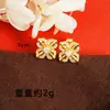 Pendientes Dorados de Arena Vietnamita de Moda Transfronterizos Diamante Cruz Diamante Mortero Pendientes de Trébol de Cuatro Hojas Joyería Exquisita de Larga Duración