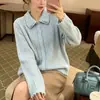 Cuello Peter Pan Otoño/Invierno Nuevo Abrigo Suéter para Mujer 2026 Estilo Coreano Juvenil Holgado Casual Color Sólido Dulce Cardigan de Punto
