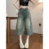 Jeans rasgados estilo retro americano para mujer, nuevos pantalones rectos holgados de pierna ancha de cintura alta para primavera y verano 2026