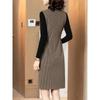 Inspección de Calidad Vestido Chaleco de Lana para Mujer de Longitud Media Otoño e Invierno Estilo Nuevo Elegante Vestido Chaleco sin Mangas con Tirantes