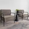 Conjunto de Sofá Cadeira de Rattan para Exterior Mesa de Centro e Cadeira para Uma Pessoa para Proteção Solar ao Ar Livre Lazer Jardim Pátio Assentos para Café Comunitário