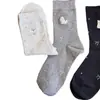 Calcetines de Algodón Absorbentes de Sudor Antibacterianos de Media Pantorrilla Otoño con Lazo Dulce Otoño Verano con Bordado de Perrito Gatito Lindos para Mujer