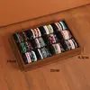 Bandeja de almacenamiento de 6 ranuras para pulseras de cristal con cojín suave de color nogal, expositor de mostrador para pulseras de joyería y coleccionables, accesorios de exhibición, colección