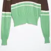 Ins atacado de roupas femininas estilo europeu e americano transfronteiriço outono nova moda retrô listrada malha camisa POLO 2488107