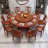 Nuevo Juego de Mesa y Sillas de Comedor de Madera Maciza Estilo Chino para Uso Doméstico, Mesa Redonda con Plato Giratorio, Mesa de Comedor Redonda con Inducción, Mesa Redonda Grande para Restaurantes