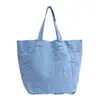 Bolso de hombro clásico retro de lona desgastada estilo coreano, bolso de mano simple de color liso de tela lavada de moda para mujer