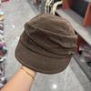 Chapéu de Pato de Veludo Grande Aconchegante para Outono e Inverno Chapéu de Equitação Personalizado com Efeito Emagrecedor Boina de Veludo Plissada Versátil Feminina