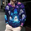 Halloween 2026 Comércio Exterior Novo Estilo Masculino Tendência Personalidade Gola Lapela Manga Longa Camisa POLO Festa de Festival Top de Personalidade
