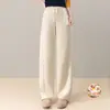 Pantalones de Lana de Fruta Estrella Pantalones Banana para Mujer Otoño 2026 Nuevo Cintura Alta Adelgazantes Sueltos Cuadros de Avena Pierna Recta Pantalones Casuales