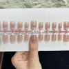 30 piezas de arte de uñas hecho a mano para llevar, estilo francés simple con borde blanco, fáciles de aplicar, parches de uñas desmontables