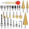 Juego de 8 piezas de espiga redonda de madera, acero al carbono, cortador de tapones/broca para tapones, juego de brocas para carpintero, combinación tipo garra de barril, espiga redonda de madera