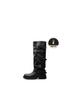 Botas con Hebilla de Cinturón de Suela Gruesa, Puntera Cuadrada Redonda, Plisadas para Mujer, Nuevas, Dulces, Frescas, Chica Caliente, Apilables, Botas de Pantalón, Botas de Caballero para Mujer