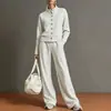 Conjunto de moletom cardigã de cor sólida com gola alta e calça pantalona, moda feminina europeia e americana transfronteiriça 2026, um item popular em plataformas de e-commerce independentes