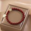 Pulsera de Cuentas de la Fortuna de Cinabrio Natural para Mujer, Diseño de Nicho Estilo Ins, Colgante de la Fortuna Individual de Jade Hetian, Pulsera con Dijes Chapada en Plata S925