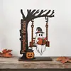 Decoración de Columpio Fantasma de Halloween Transfronterizo Estante de Libros Fantasma de Lectura de Madera Adorno de Esquina de Libros de Escritorio Decoración de Atmósfera
