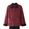 Chaqueta de poliéster estilo chino resistente a las arrugas para mujeres de mediana edad y mayores, colección de otoño moderna y sencilla, nuevo top de mezcla de lana de manga corta con cuello de solapa