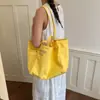 Bolso de Hombro de Color Sólido, Bolso Popular para Mujer, Esquema de Colores Dopamina, Estilo de Letra Texturizado, Bolso Tote de Nailon de Gran Capacidad, Bolso de Mano