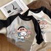 Camiseta Infantil de Algodão Puro com Manga Longa para Meninos e Meninas, Camiseta Básica Simples Shin-Chan Crayon 2026 para Crianças Pequenas, Adequada para Primavera e Outono