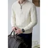Nuevo suéter de punto POLO para otoño e invierno para hombre, estilo old money, media cremallera, textura de punto trenzado, venta al por mayor de fábrica transfronteriza