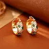 Pendientes de Zirconia de Fábrica Fuente Cobre Chapado en Oro Real Moda de Gama Alta Exquisitos Pendientes Diseño de Nicho Pendientes Estilo Celebridad